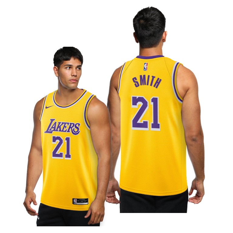Men's Los Angeles Lakers J.R. Smith #21 NBA 2020-21 Icon Edition Gold Basketball Jersey QIK8783LE